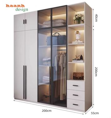 Tủ quần áo gỗ cánh kính – Xu hướng nội thất 2026-TCK 009