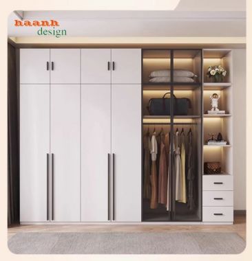 Tủ quần áo gỗ cánh kính – Xu hướng nội thất 2026-TCK 009
