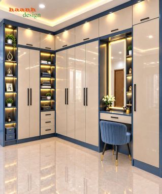 Tủ quần áo kết hợp bàn trang điểm hiện đại - TAH 019