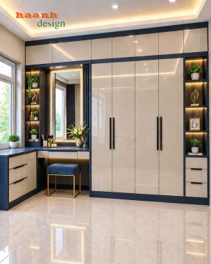 Tủ quần áo kết hợp bàn trang điểm hiện đại - TAH 019
