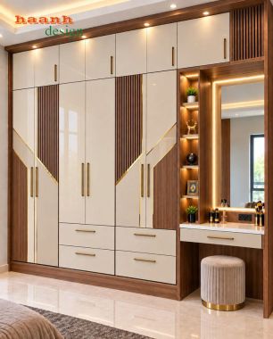 Tủ quần áo kết hợp bàn trang điểm hiện đại - TAH 019