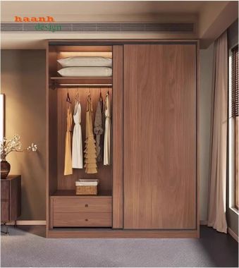 Tủ Quần Áo Gỗ Ép Hiện Đại Cửa Lùa Cao Cấp-TAH 017