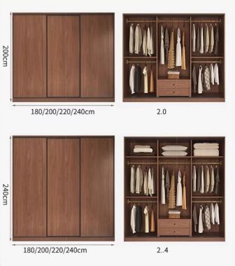Tủ Quần Áo Gỗ Ép Hiện Đại Cửa Lùa Cao Cấp-TAH 017
