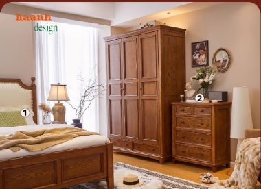 Tủ Quần Áo Gỗ Sồi Tự Nhiên – Đẹp Sang, Dùng Lâu Bền-TAH 009