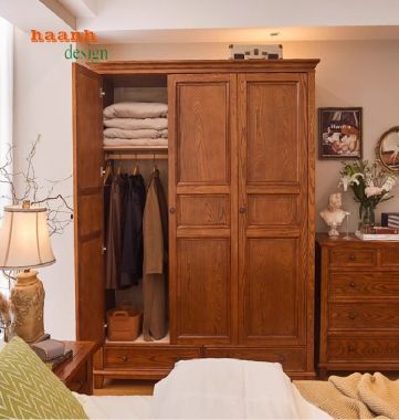 Tủ Quần Áo Gỗ Sồi Tự Nhiên – Đẹp Sang, Dùng Lâu Bền-TAH 009