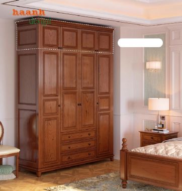 Tủ Quần Áo Gỗ Sồi Tự Nhiên – Đẹp Sang, Dùng Lâu Bền-TAH 009