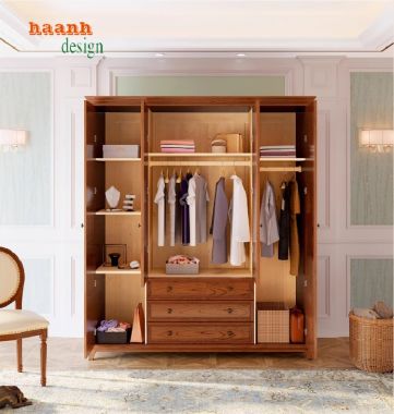Tủ Quần Áo Gỗ Sồi Tự Nhiên – Đẹp Sang, Dùng Lâu Bền-TAH 009