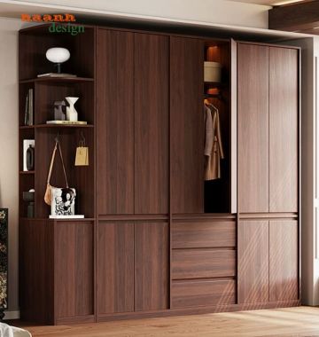 Tủ Quần Áo Gỗ Óc Chó Cao Cấp Thiết Kế Hiện Đại Tiện Nghi-TAH 013