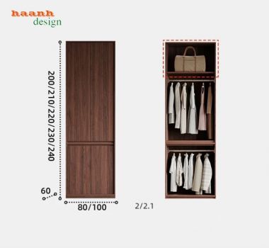 Tủ Quần Áo Gỗ Óc Chó Cao Cấp Thiết Kế Hiện Đại Tiện Nghi-TAH 013