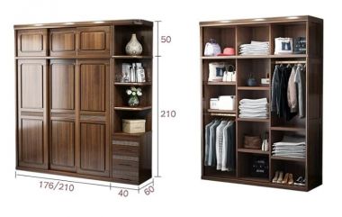 Tủ quần áo gỗ óc chó-TAH 015