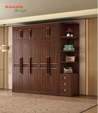 Tủ quần áo phòng ngủ gỗ sồi tự nhiên đẹp, hiện đại gia đình-TAH 010
