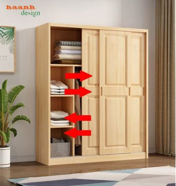 Tủ quần áo trẻ em gỗ tự nhiên kết hợp kệ mở - TQA 006