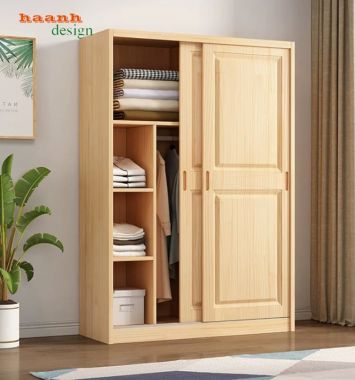 Tủ quần áo trẻ em gỗ tự nhiên kết hợp kệ mở - TQA 006