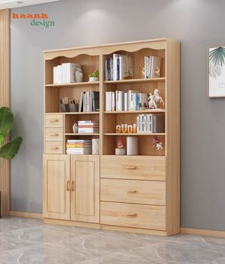 Lý do bạn nên chọn mẫu tủ sách gia đình bằng gỗ sồi ghép thanh-THS 006