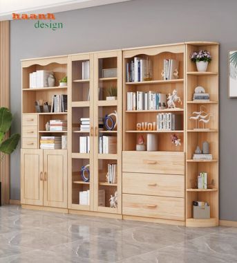 Lý do bạn nên chọn mẫu tủ sách gia đình bằng gỗ sồi ghép thanh-THS 006