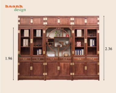 Mẫu tủ kệ sách đẹp chuẩn phong cách cổ điển Á Đông-TSC 006