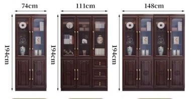 Tủ đựng sách bằng gỗ tự nhiên thiết kế cánh chạm tinh xảo-TSC 005