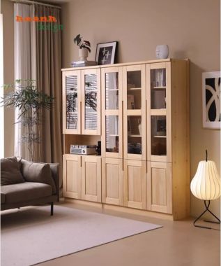 Mẫu tủ sách gỗ đẹp cho phòng làm việc gia đình hiện đại-THS 017