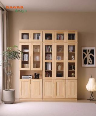 Mẫu tủ sách gỗ đẹp cho phòng làm việc gia đình hiện đại-THS 017