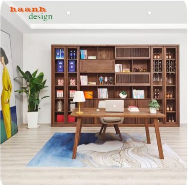 Tủ sách gia đình phong cách hiện đại từ gỗ óc chó cao cấp-THS 016