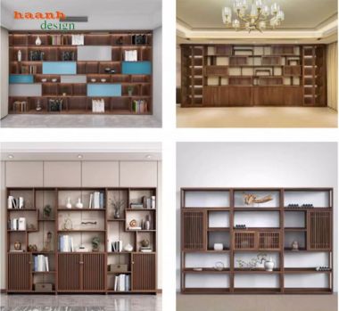 Tủ sách gia đình phong cách hiện đại từ gỗ óc chó cao cấp-THS 016