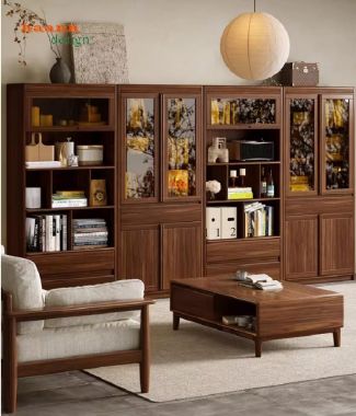 Mẫu tủ sách gia đình đẹp bằng gỗ tự nhiên phong cách hiện đại-THS 014