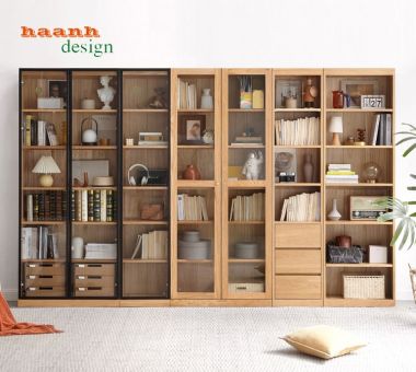 Tủ sách gỗ tự nhiên hiện đại cho mọi gia đình TSH 001