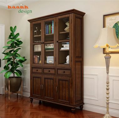 Kệ tủ sách đẹp thiết kế tân cổ điển chuẩn châu Âu-TST 009
