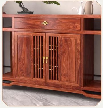 Kệ trang trí phòng khách gỗ hương Nam Phi chuẩn Á Đông-TGC 006