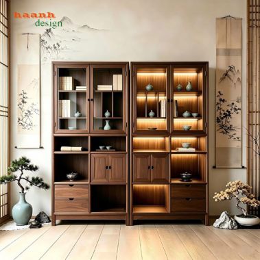 Tủ trang trí phòng khách giả cổ dạng mô-đun - TGC 009