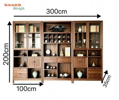 Tủ trang trí phòng khách giả cổ dạng mô-đun - TGC 009