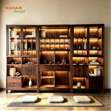 Tủ trang trí phòng khách giả cổ dạng mô-đun - TGC 009