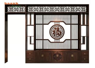 Tủ trang trí phòng khách giả cổ dạng vách ngăn - TGC 010