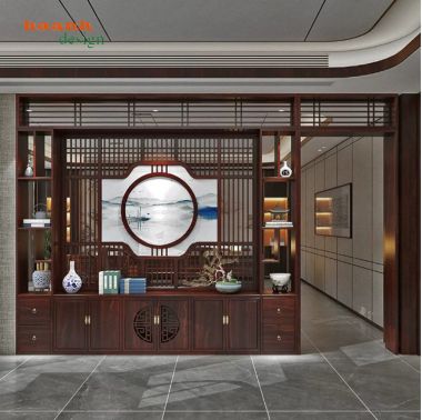 Tủ trang trí phòng khách giả cổ dạng vách ngăn - TGC 010