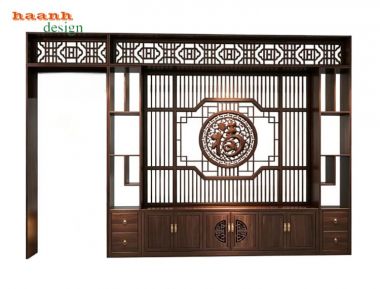 Tủ trang trí phòng khách giả cổ dạng vách ngăn - TGC 010