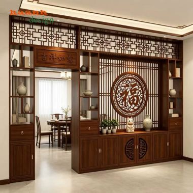 Tủ trang trí phòng khách giả cổ dạng vách ngăn - TGC 010