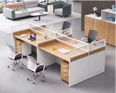 Vách ngăn bàn văn phòng nhôm kính gỗ melamine-VNN 003