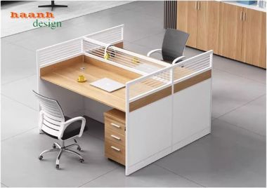 Vách ngăn bàn văn phòng nhôm kính gỗ melamine-VNN 003