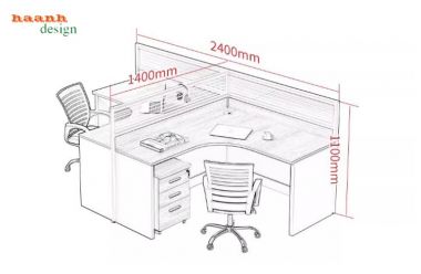 Vách ngăn bàn văn phòng nhôm kính gỗ melamine-VNN 003