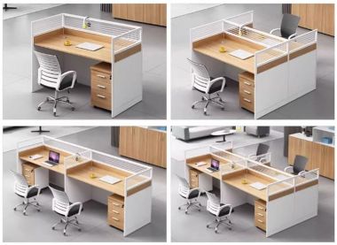 Vách ngăn bàn văn phòng nhôm kính gỗ melamine-VNN 003