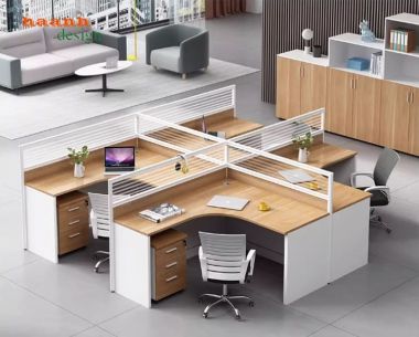 Vách ngăn bàn văn phòng nhôm kính gỗ melamine-VNN 003