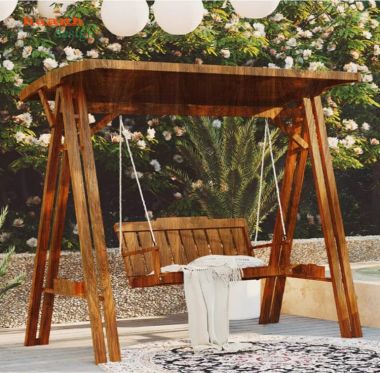 Ghế xích đu gỗ cao cấp gỗ Teak cho sân vườn hiện đại-GNT 015