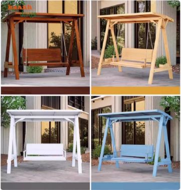 Mẫu xích đu đẹp bằng gỗ Teak tự nhiên cho sân vườn ngoài trời-GNT 014