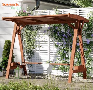 Mẫu xích đu đẹp ngoài trời phong cách gỗ Teak nhập khẩu-GNT 016