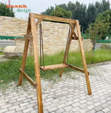 Mẫu xích đu gỗ đẹp sang trọng bằng gỗ teak tự nhiên-GNT 018