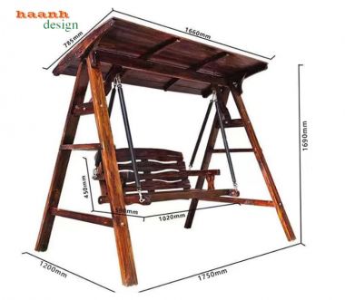 Mẫu xích đu gỗ đẹp sang trọng bằng gỗ teak tự nhiên-GNT 018