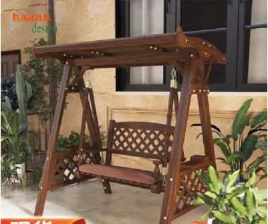 Thưởng thức thư giãn trên xích đu gỗ teak tự nhiên-GNT 009