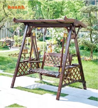 Thưởng thức thư giãn trên xích đu gỗ teak tự nhiên-GNT 009