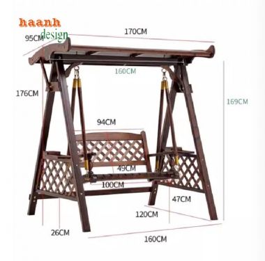 Thưởng thức thư giãn trên xích đu gỗ teak tự nhiên-GNT 009