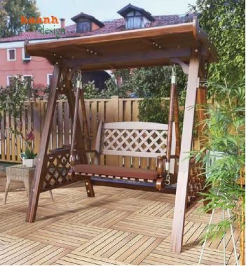 Thưởng thức thư giãn trên xích đu gỗ teak tự nhiên-GNT 009